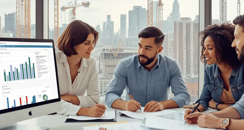 Bulk construction materials being delivered to a large-scale construction site